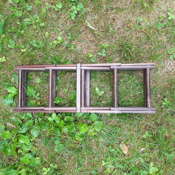 Vintage dark stained wooden accordion wine rack expandable bottle storage - Picture 11 of 11